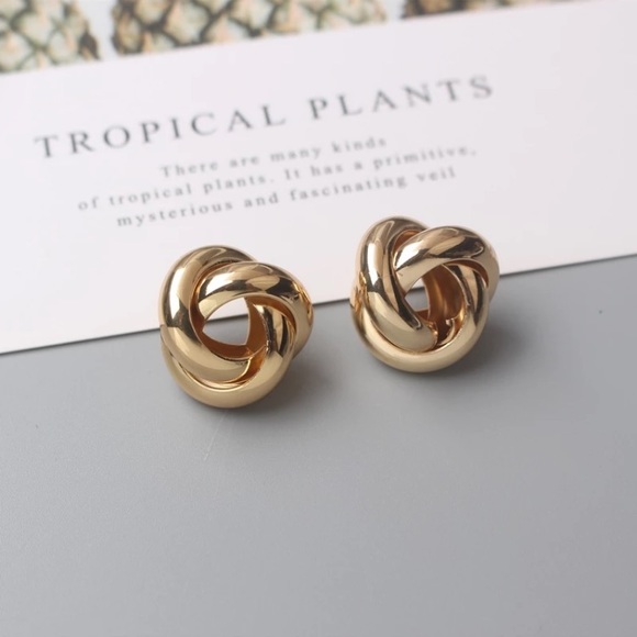 Gold Filled Knot Statement Earrings - Picture 2 of 4